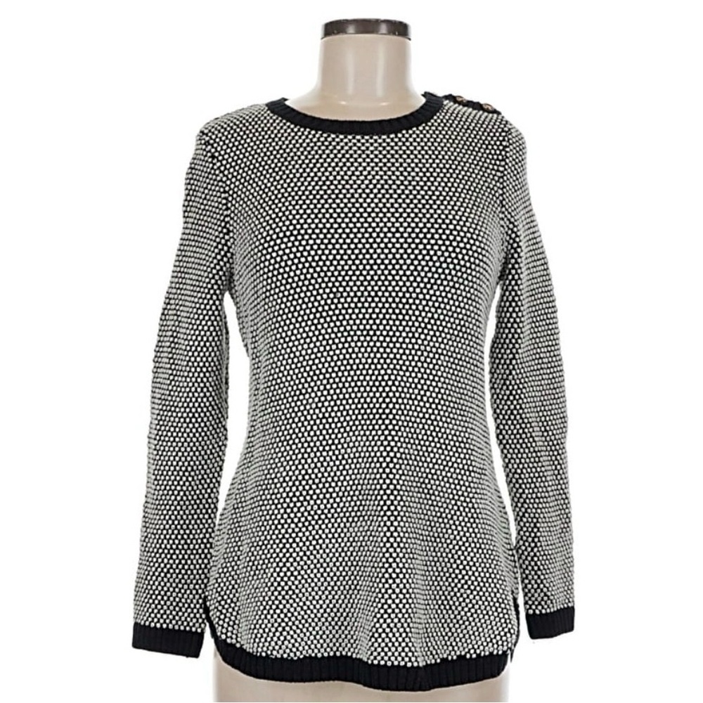 Charter Club sweater black white textured knit crew neck tunic size 3X